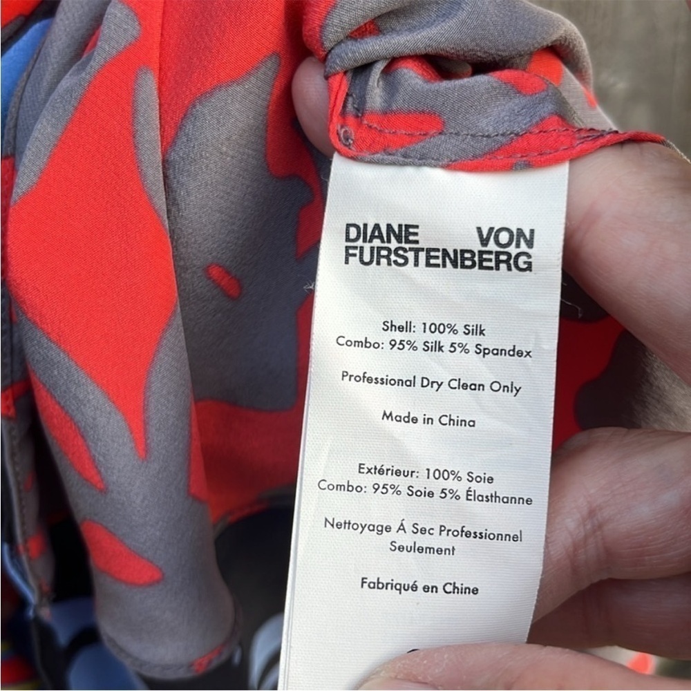 EUC Diane Von Furstenberg Silk Multi Pattern Ruffle Front Dress Sz XS Rtl. $528 - Picture 12 of 13